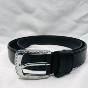 Men’s Belt | Silver Buckle Black-El